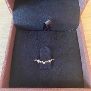 Yellow gold ring with lab created stones